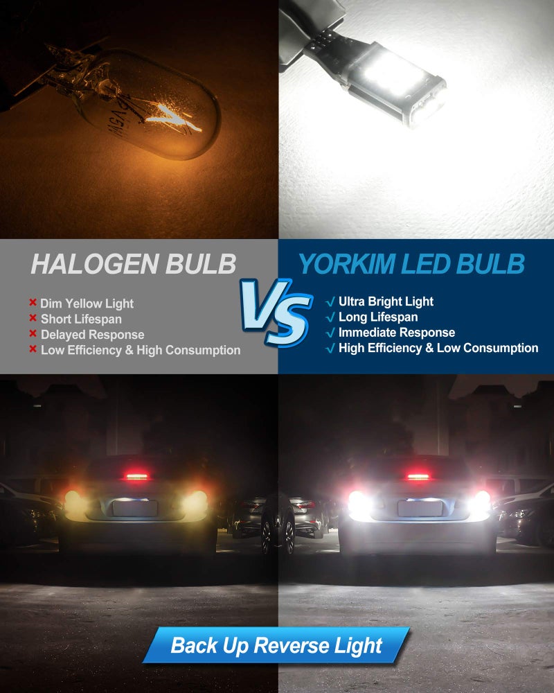 Yorkim 921 LED Bulb 6000K White 921 led reverse lights Bright 21-SMD 2835 Chips Error Free T15 led Backup Light Bulbs 906 904 902 W16W 912 lights for car, Pack of 2 - Image 3